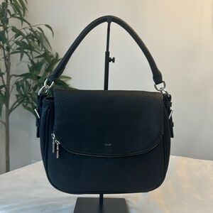 NWOT COLAB Black Vegan Leather Shoulder Bag with Silver Hardware